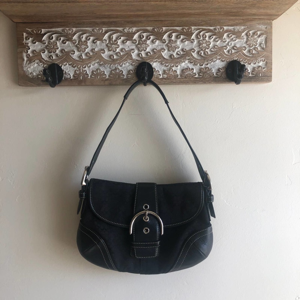 Vintage Y2K Coach Signature Black Soho Boho Purse Bag - Picture 1 of 10